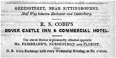 Dover Castle Advert in 1838 Stapleton Directory