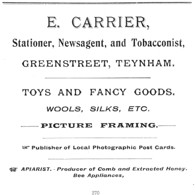 E Carrier, stationer, newsagent, tobacconist