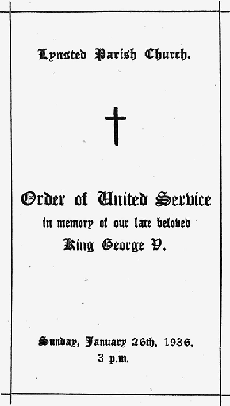 Cover of the Order of Service for George Fifth in 1936