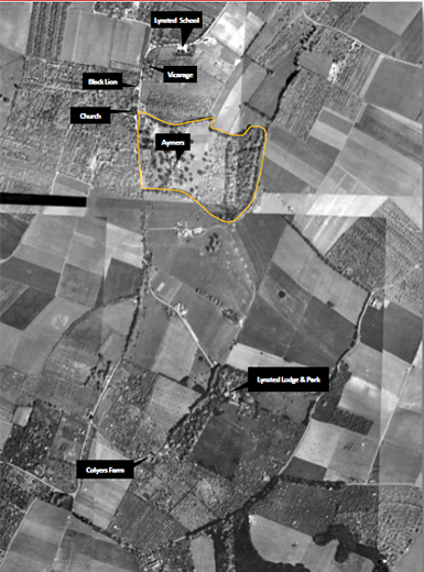 Aerial view of Lynsted in 1940s