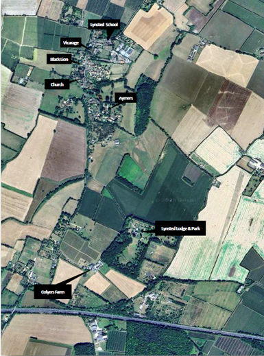 Aerial view of Lynsted in 1970s