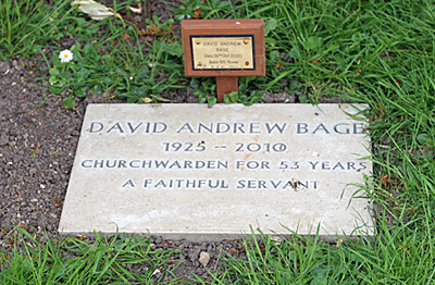 David Andrew Bage Cremation Stone - churchwarden of 53 years