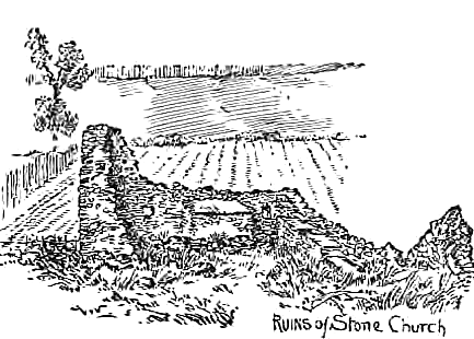 Etching of Stone Church ruins on the Faversham Road