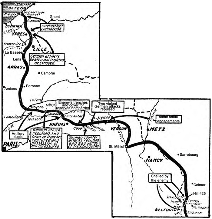Map of the Western Front over the Winter 1914-1915