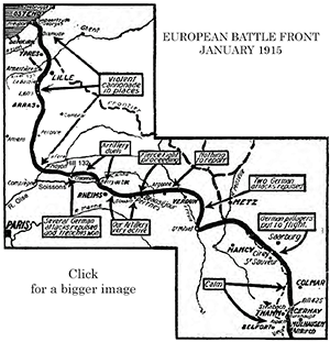 European Front Line as reported in January 1915