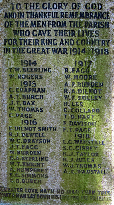 Drayson showing on Woodnesborough Churchyard Memorial