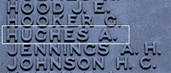 Panel 11 of Chatham Naval Memorial for Arthur Harold Hughes