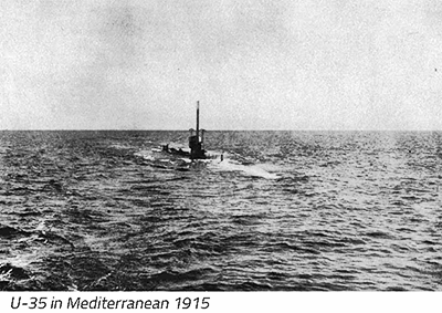 U-35 seen in the Meditteranean, the submarine that sank HMS Primula