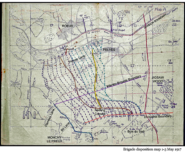 Brigade Dispositions near Pelves May 1917