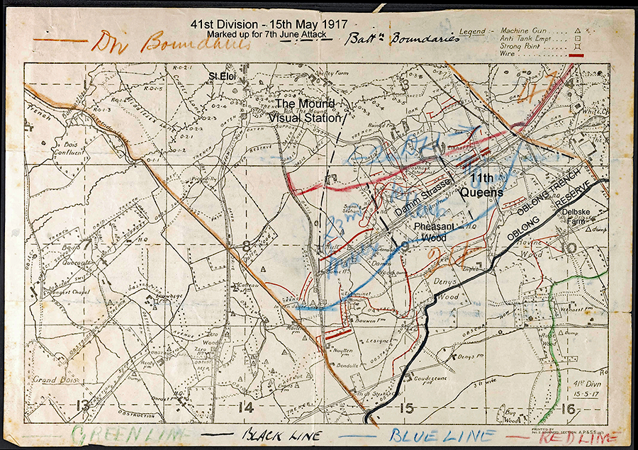 map of Brigade Disposition of 41st Division on 7th June 1917