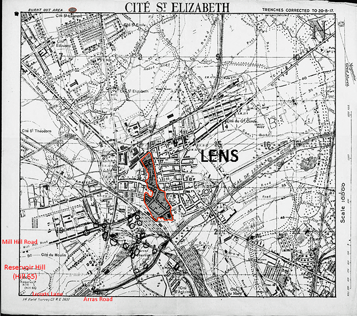Map of Lens corrected to 17th August 1917