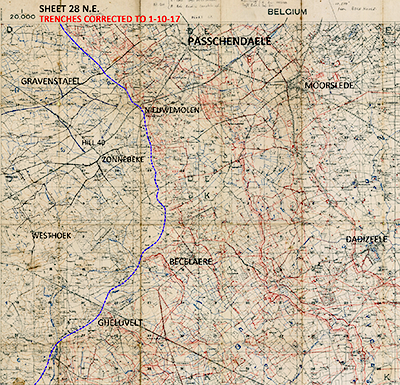 map of the passchendaele theatre of war 1917