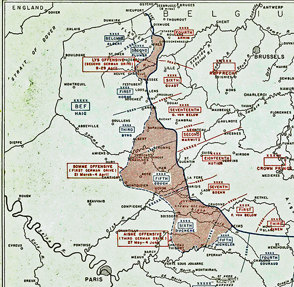 Map of the German Spring Offensive 