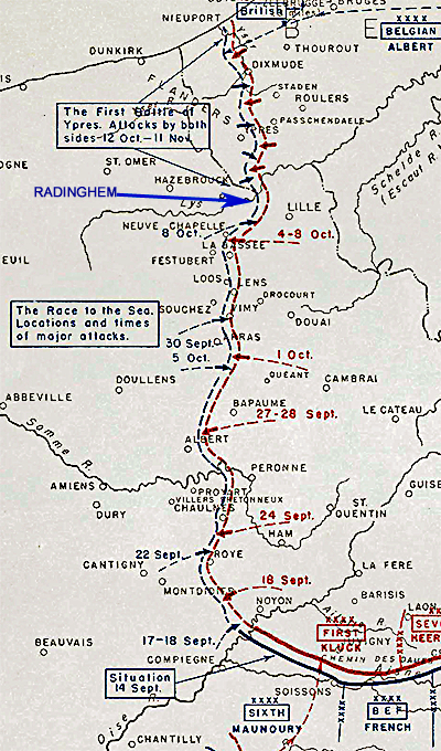 Radinghem's position in the Race to the Sea