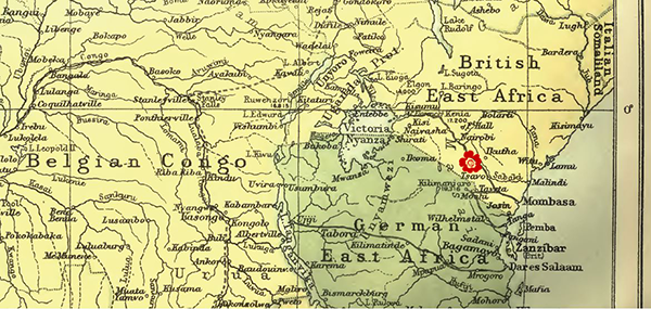 Location of Tsavo engagement with German colonial forces