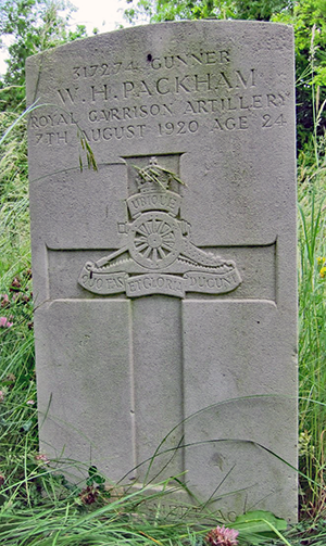 Headstone for William Henry Packham of Lynsted