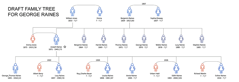 Family tree for George Raines of Newnham