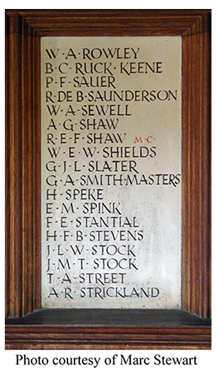 Keble College Plaque of Remembrance