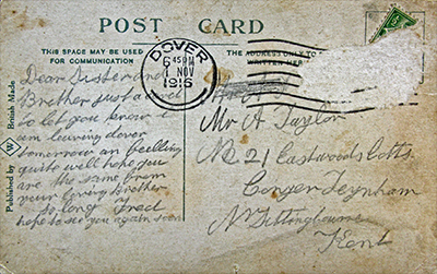 Dover Postcard before departure overseas