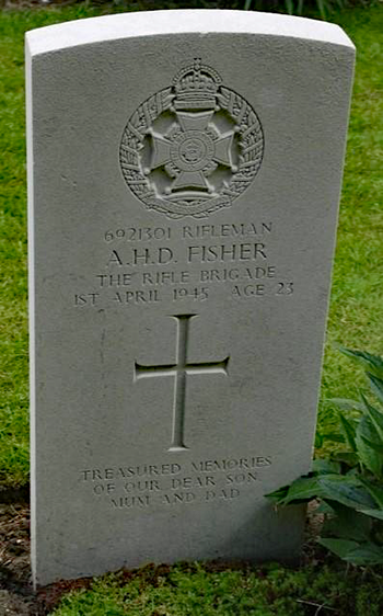 Headstone for A H D Fisher