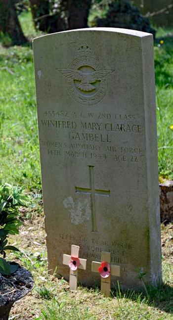 Headstone of Winifred Mary Clarage Gambell of Lynsted